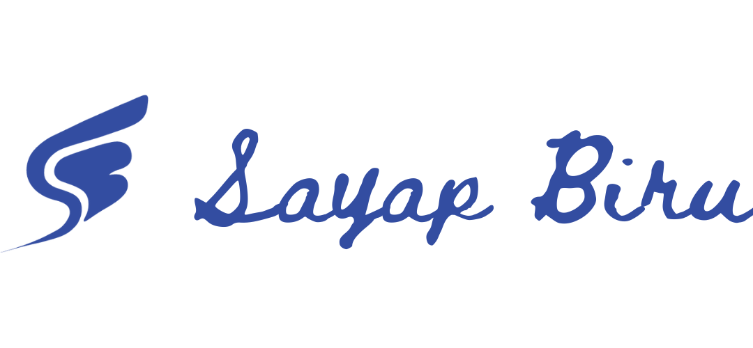 Logo Sayap Biru dengan Teks